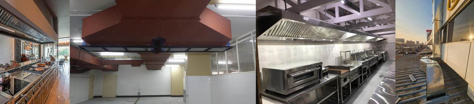 Stainless steel commercial kitchen hood and exhaust canopy